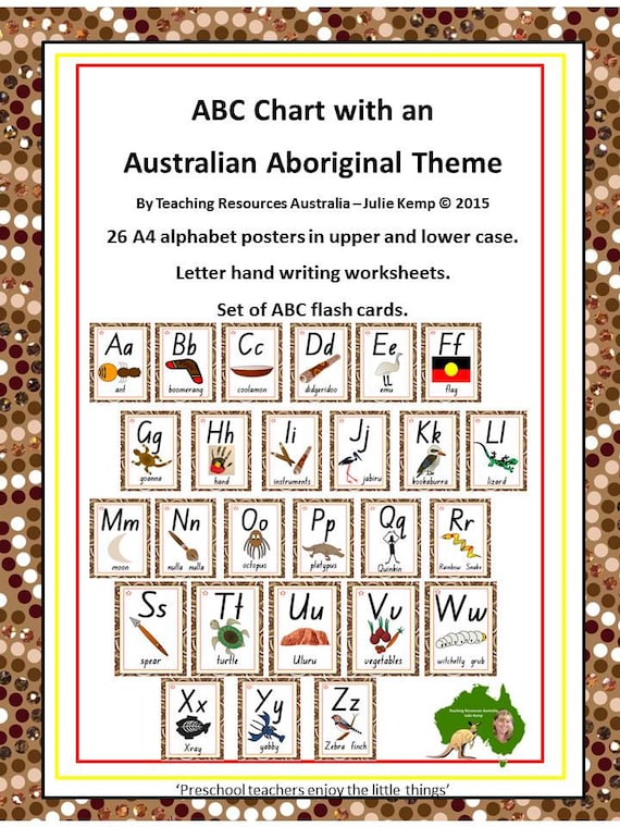 Aboriginal ABC Chart Flash Cards Letter Tracing