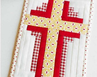 Log Cabin Cross Mug Rug Pattern