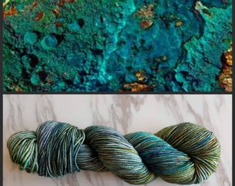 Hand Dyed Yarn, Superwash Merino Worsted Weight Variegated Yarn Perfect for Hats, Cowls, Scarves and Sweaters - Chrysocolla