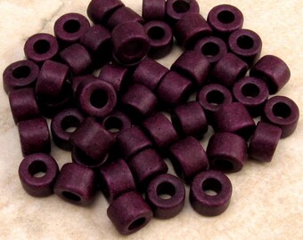 Mykonos Greek Ceramic Beads Mini Tube 6x4 mm Eggplant 50 Pieces M67