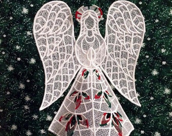 Plaid Heather Lace Angel Tree Topper