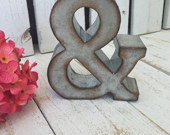 METAL LETTER/GALVANIZED Letter/Ampersand/home wall decor/Personalized Letter/Tin Letter/Loft Decor/Industrial Decor/Dorm Decor/Wall Letter