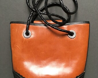 Vintage BRIGHTON Genuine Leather Brown/Black shoulder bag