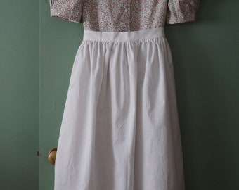 READY TO SHIP Girls' Short Sleeve Dress w/Optional Pinafore, Apron, Bonnet | Size 14 Only | Prairie | Pioneer | Flower Girl | Modest