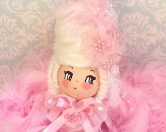 Marie Antoinette art doll Marie Antoinette tree topper cake pink holiday pink christmas centerpiece