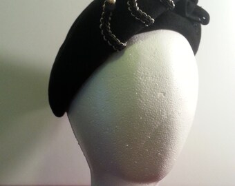 Vintage Black Velour Martha Gene Ladys Hat