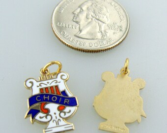 NOS Lyre (Choir)pendant with enamel GF