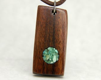 Rosewood and Turquoise (Sleeping Beauty) Pendant Necklace
