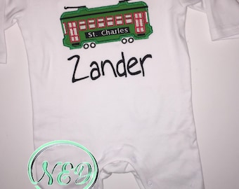 Boy's St. Charles Streetcar Applique Romper