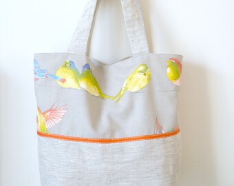 Tote bag fabric birds