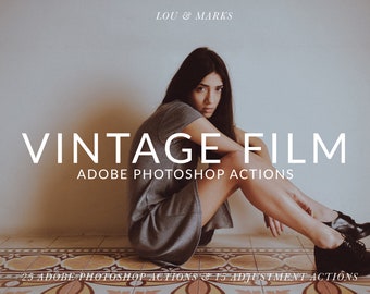 25 Vintage Film Blogger Photoshop Actions Professional Photo Editing for Products, Flat Lay, Bloggers By LouMarksPhoto