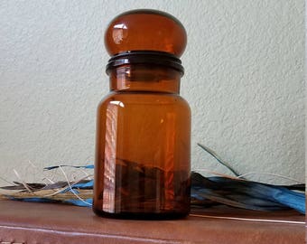 Vintage Brown Glass Jar with Bubble Top