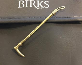 Vintage 14K Gold Riding Crop Brooch Pin by BIRKS, Equestrian Gift, Horse