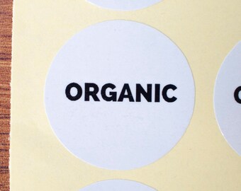 34mm Organic sticker white glossy paper black ink 60pcs