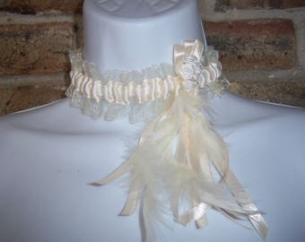 Bridal ivory satin and organza flowers