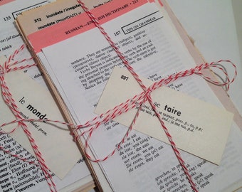 50 Dictionary Pages / Foreign Language Dictionary Pages Vintage Ephemera for Collage, Altered Art