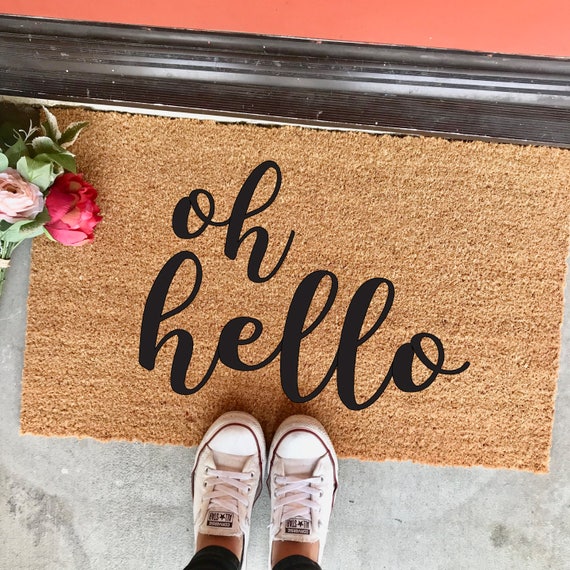 Oh Hello Doormat 18x30 Script Font Oh Hello Doormat 18x30 Script Font
