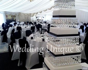 Crystal wedding cake stand, Square chandelier cake stand, diamante cake stand, glass crystal