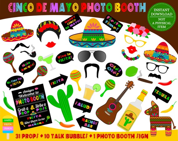 PRINTABLE Cinco De Mayo Photo Booth PropsMexican Fiesta