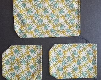Set of 3 bags fabric for the bulk - foliage