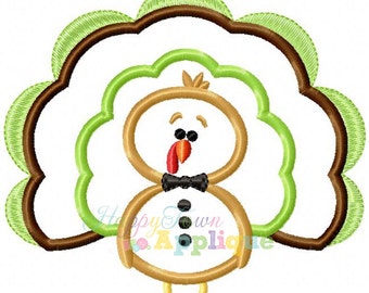 Turkey3 Boy With Bow Tie Machine Embroidery Applique Design