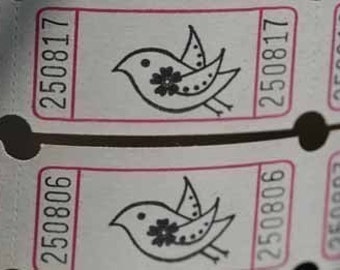 Flying Free Flower Bird Vintage Style Hand Stamped Carnival Tickets