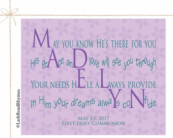 Baby Girl Baptism Gift Printable Baptism Decorations Girl Faith Art Gifts For Christians God Child Gift Personalized Name Poem 8x10 Madelyn