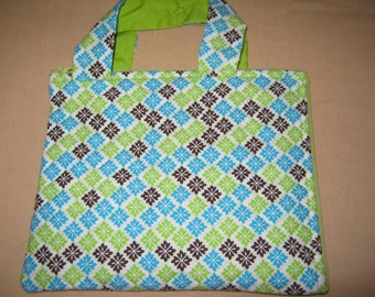Kindle Fire/NookColor/Tablet Tote Green Blue Brown Print