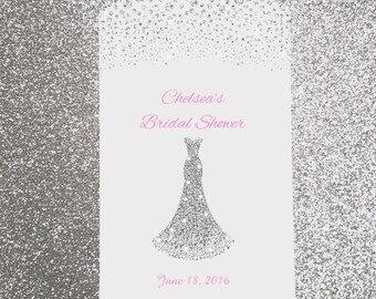 SB1, Bridal Shower, Wedding Candy Bag, Candy Buffet, Candy Favor Bags, Treat Bag, Kraft Bag, Personalized bag, Glitter, Wedding Dress, Bride