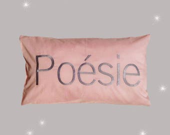 "Poetry" embroidered Cushion cover 30 x 50