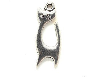 Silver metal cat charm