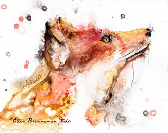 Colorful fox art print: fox nursery decor fox wall art fox artwork fox lover gift idea fox artwork fox art nursery fox ears fox wall hanging
