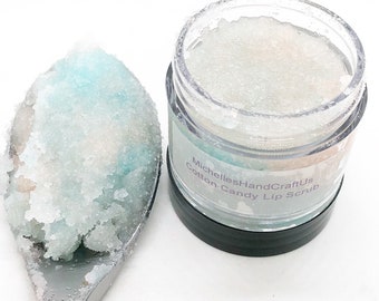 Cotton candy sugar lip scrub, lip exfoliant, lip exfoliator, lip polish, sugar lip scrub, lip care, unicorn, carnival food lip scrub.