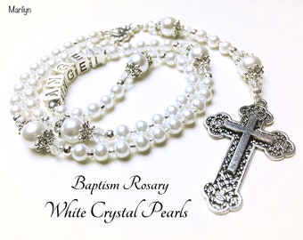 Baptism Rosary. Baby Rosary. White Rosary. Christening Rosary. Girl Rosary. Boy Rosary. First Communion Rosary. Catholic Rosary. #R37