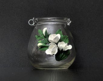 4.5" candle holder with handle - white