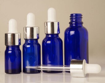 Medicine Bottle, Dropper Bottle, Lot Of 12 Wholesale Bottles, Blue Glass Bottle, Empty Bottle, Glass Vial, Essential Oil Bottle, BOT4-PAR-12