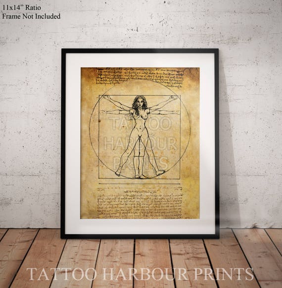 Vitruvian Woman Leonardo Da Vinci mock poster print