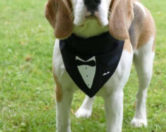 Tuxedo & Pearls embroidery bandana design