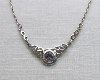 Amethyst and silver celtic knot necklace, Kit Heath
