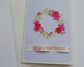 Grußkarte - Happy Birthday - hand gearbeitet