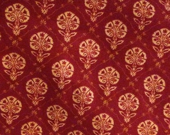 Waverly fabric screen print Foulard Red 1 yard x 54" wide new 100% cotton washable