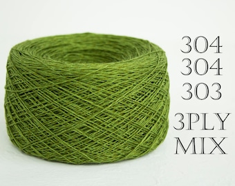 Laceweight mixed colors Linen yarn. Linen crochet thread, weaving yarn