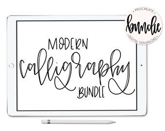 Procreate Brush Bundle - 8 Calligraphy Type Brushes - iPad Pro - Instant Download - Hand Lettering - lefty.script