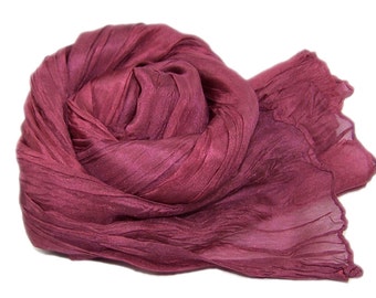 Hand dyed silk scarf - 4 sizes - crinkle scarf - BURGUNDY