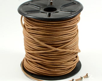 Natural Light Brown Leather Cord, 2mm, Genuine Leather Cord, Round Leather Cord, Lead Free Leather Cord