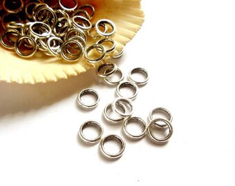 50 Antique Silver Jump Rings 8mm, Closed Loop - 7-13