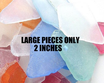 Beach Sea Glass, LARGE PIECES Only - Beach Decor Beach Glass, Wedding Sea Glass, Bulk Sea Glass, Colored Sea Glass - 2" And Up - 50 PIECES