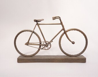 Bronze bicycle model - handmade scale model of vintage bike, limited edition UK