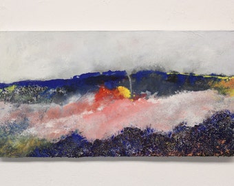 contemporary art painting, abstract painting, textured painting, modern landscape painting, mixed media, gift for him, gift for desk