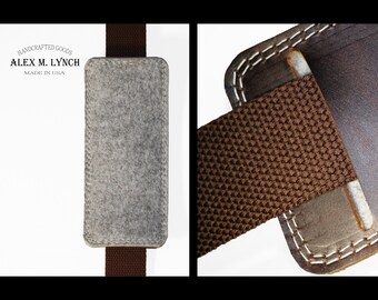 shoulder strap Pad - leather and wool felt combination - FREE STAMPING